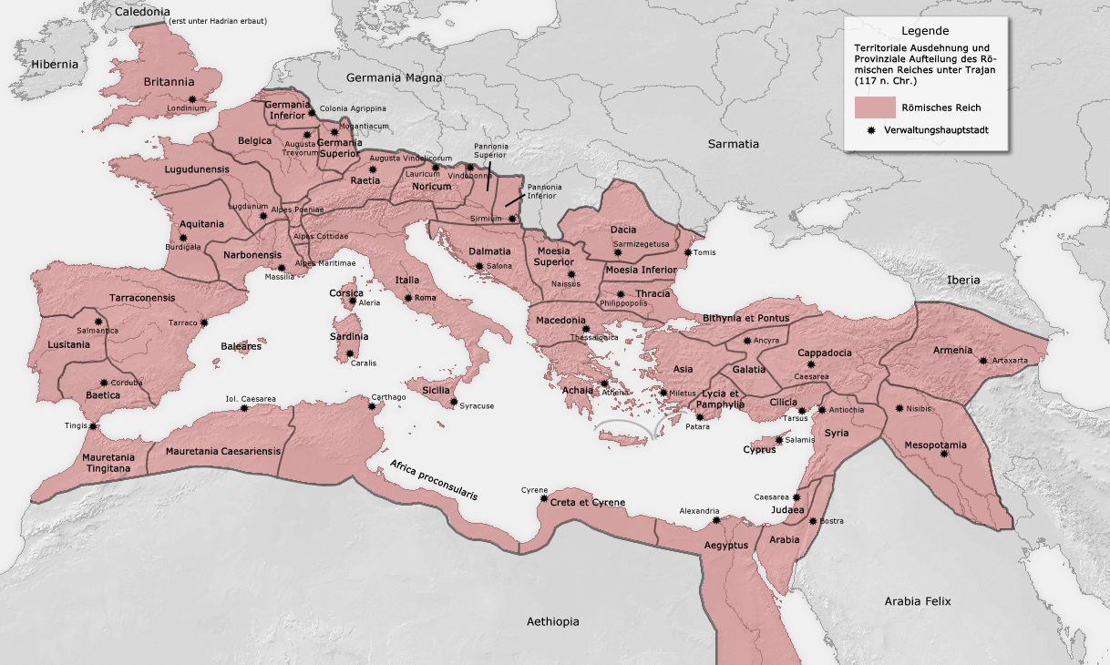 Römische Provinzen um 117 nach Christus
